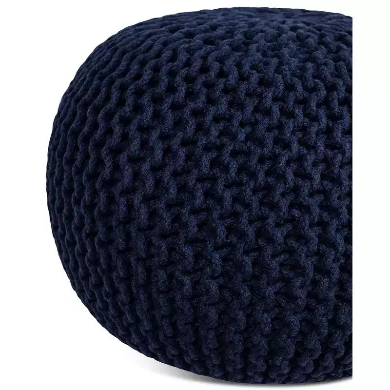 BirdRock Home Pouf Rotondo Poggiapiedi Ottomano - Blu Navy