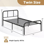 Costway Struttura Letto Matrimoniale in Metallo Resistente Base Materasso con Spazio Contenitore Sotto il Letto