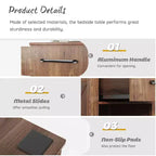 Comodino Costway con cassetto e ripiano, tavolino da notte rustico in legno, camera da letto, marrone/naturale/nero