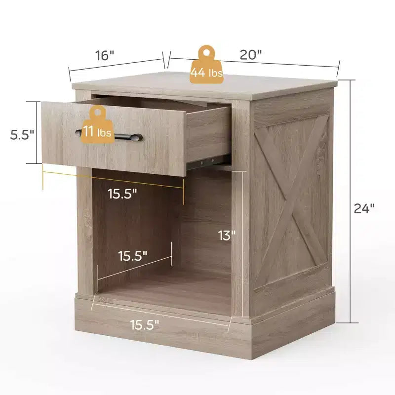 Comodino Costway con cassetto e ripiano, tavolino da notte rustico in legno, camera da letto, marrone/naturale/nero
