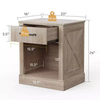 Comodino Costway con cassetto e ripiano, tavolino da notte rustico in legno, camera da letto, marrone/naturale/nero