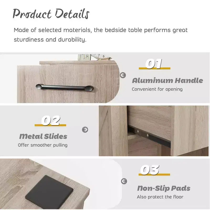 Comodino Costway con cassetto e ripiano, tavolino da notte rustico in legno, camera da letto, marrone/naturale/nero