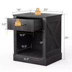 Comodino Costway con cassetto e ripiano, tavolino da notte rustico in legno, camera da letto, marrone/naturale/nero