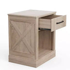 Comodino Costway con cassetto e ripiano, tavolino da notte rustico in legno, camera da letto, marrone/naturale/nero