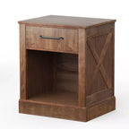 Comodino Costway con cassetto e ripiano, tavolino da notte rustico in legno, camera da letto, marrone/naturale/nero