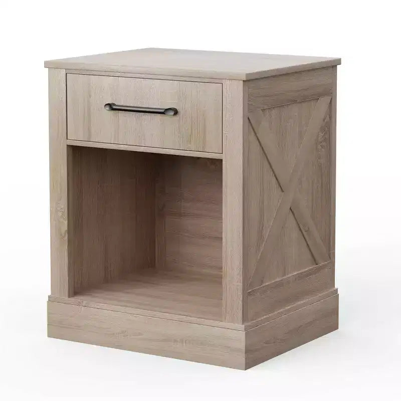 Comodino Costway con cassetto e ripiano, tavolino da notte rustico in legno, camera da letto, marrone/naturale/nero