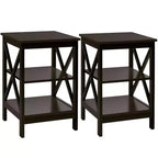 Costway 2 PCS 3-Tier Nightstand End Table X Design Storage Display Shelf Living Room