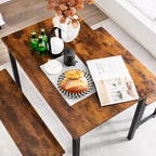 Costway Set da 3 Pezzi Tavolo da Pranzo Moderno con Panca, Struttura in Metallo e Piano in Legno