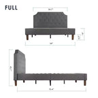 Mavn Letto a piattaforma imbottito, testiera trapuntata moderna grigio scuro - Mellow