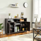 Costway Credenza da Cucina, Madia Contenitore Stile Industriale con Porta Bottiglie Vino a 9 Scomparti e 2 Ante