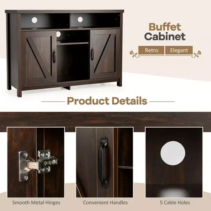 Costway Credenza da Cucina, Madia Contenitore Stile Industriale con Porta Bottiglie Vino a 9 Scomparti e 2 Ante