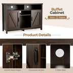 Costway Credenza da Cucina, Madia Contenitore Stile Industriale con Porta Bottiglie Vino a 9 Scomparti e 2 Ante