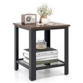 Costway Industrial End Table 2-Tier Side Table with Storage Shelf Rustic Sofa Table Black