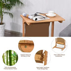 Costway Tavolino da Divano in Bambù Scrivania per Laptop Tavolino da Caffè Tavolino da Salotto con Borsa Portaoggetti