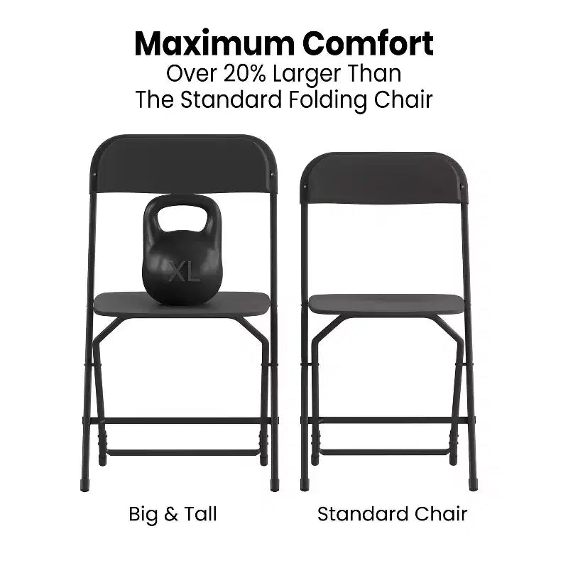 Flash Furniture Hercules Big and Tall Commercial Folding Chair - Sedia Pieghevole Commerciale Extra Large Capacità 295 kg - Plastica Resistente - Confezione da 4