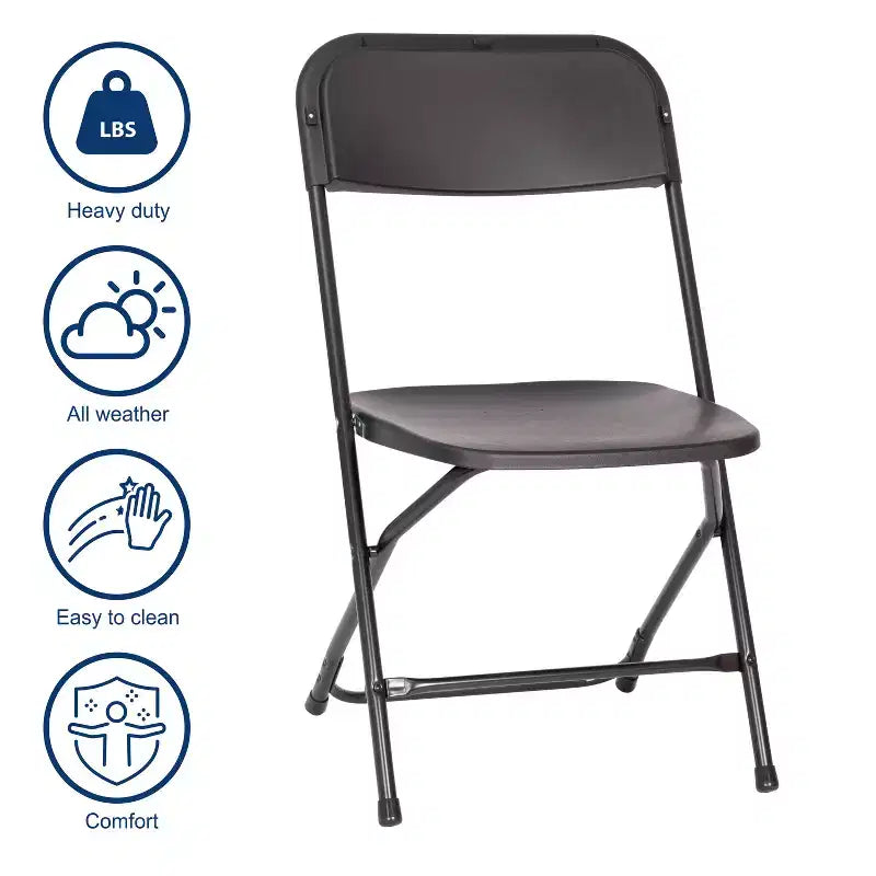 Flash Furniture Hercules Big and Tall Commercial Folding Chair - Sedia Pieghevole Commerciale Extra Large Capacità 295 kg - Plastica Resistente - Confezione da 4