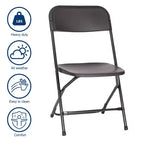 Flash Furniture Hercules Big and Tall Commercial Folding Chair - Sedia Pieghevole Commerciale Extra Large Capacità 295 kg - Plastica Resistente - Confezione da 4