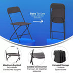 Flash Furniture Hercules Big and Tall Commercial Folding Chair - Sedia Pieghevole Commerciale Extra Large Capacità 295 kg - Plastica Resistente - Confezione da 4