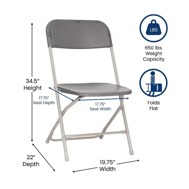 Flash Furniture Hercules Big and Tall Commercial Folding Chair - Sedia Pieghevole Commerciale Extra Large Capacità 295 kg - Plastica Resistente - Confezione da 4