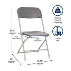 Flash Furniture Hercules Big and Tall Commercial Folding Chair - Sedia Pieghevole Commerciale Extra Large Capacità 295 kg - Plastica Resistente - Confezione da 4