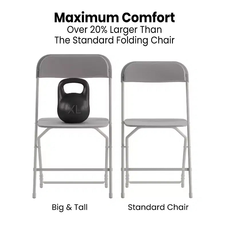 Flash Furniture Hercules Big and Tall Commercial Folding Chair - Sedia Pieghevole Commerciale Extra Large Capacità 295 kg - Plastica Resistente - Confezione da 4