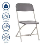 Flash Furniture Hercules Big and Tall Commercial Folding Chair - Sedia Pieghevole Commerciale Extra Large Capacità 295 kg - Plastica Resistente - Confezione da 4