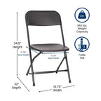 Flash Furniture Hercules Big and Tall Commercial Folding Chair - Sedia Pieghevole Commerciale Extra Large Capacità 295 kg - Plastica Resistente - Confezione da 4