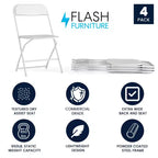 Flash Furniture Hercules Big and Tall Commercial Folding Chair - Sedia Pieghevole Commerciale Extra Large Capacità 295 kg - Plastica Resistente - Confezione da 4