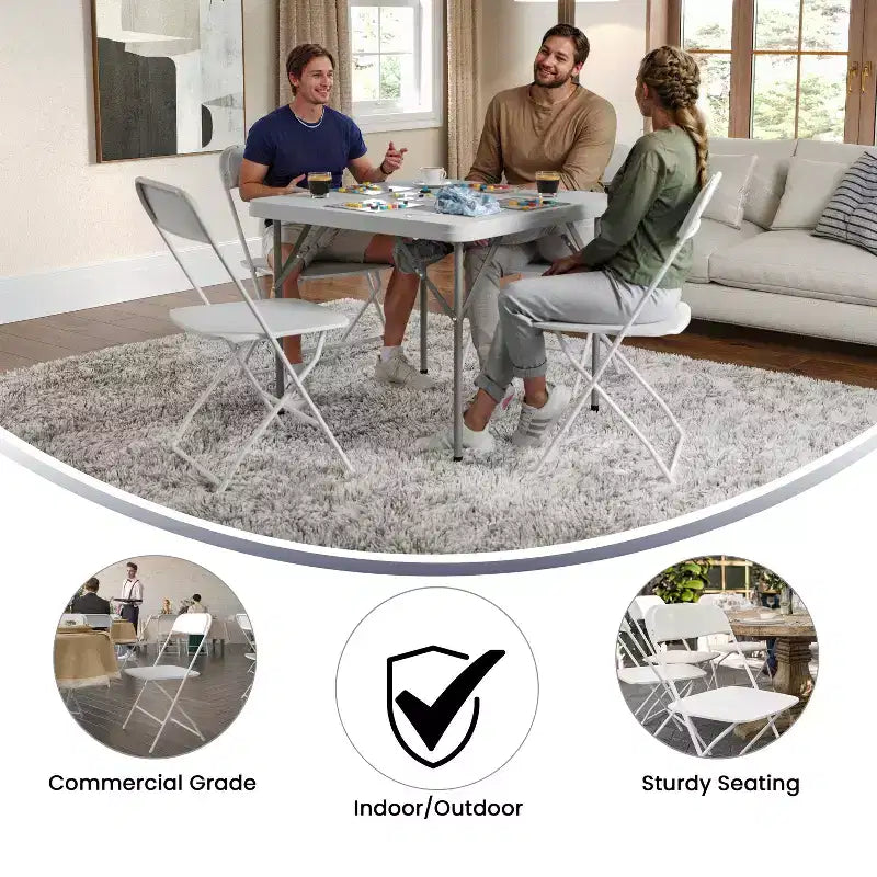 Flash Furniture Hercules Big and Tall Commercial Folding Chair - Sedia Pieghevole Commerciale Extra Large Capacità 295 kg - Plastica Resistente - Confezione da 4