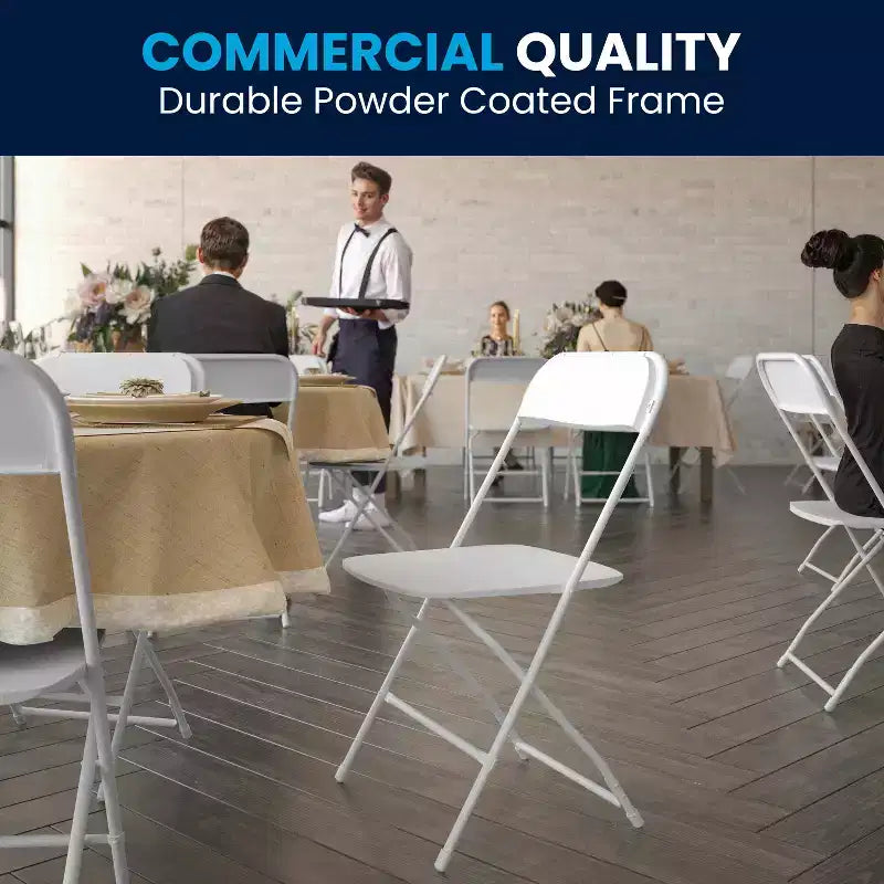 Flash Furniture Hercules Big and Tall Commercial Folding Chair - Sedia Pieghevole Commerciale Extra Large Capacità 295 kg - Plastica Resistente - Confezione da 4