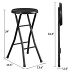 COSCO 24 sgabelli pieghevoli imbottiti in vinile senza schienale, confezione da 4, neri