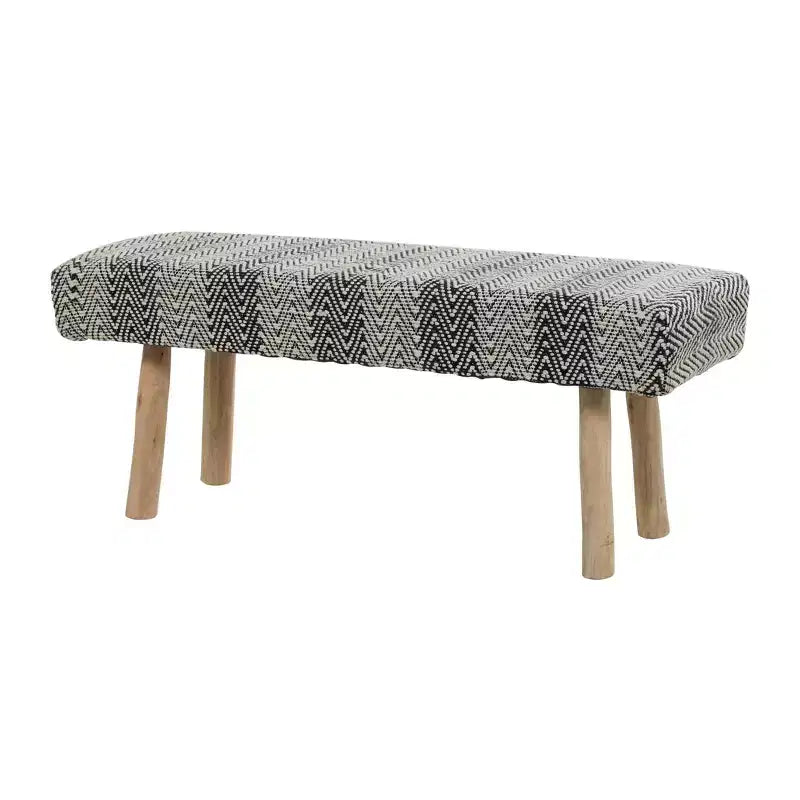 Panca Imbottita in Legno e Cotone Stile Bohemien - Olivia & May