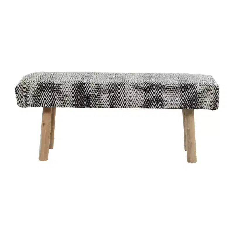 Panca Imbottita in Legno e Cotone Stile Bohemien - Olivia & May
