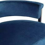 Studio 55D Jazmin Sgabello da bar in acciaio inossidabile lucido, argento, 78,7 cm di altezza, cuscino moderno blu con schienale basso e poggiapiedi per bancone da cucina e isola