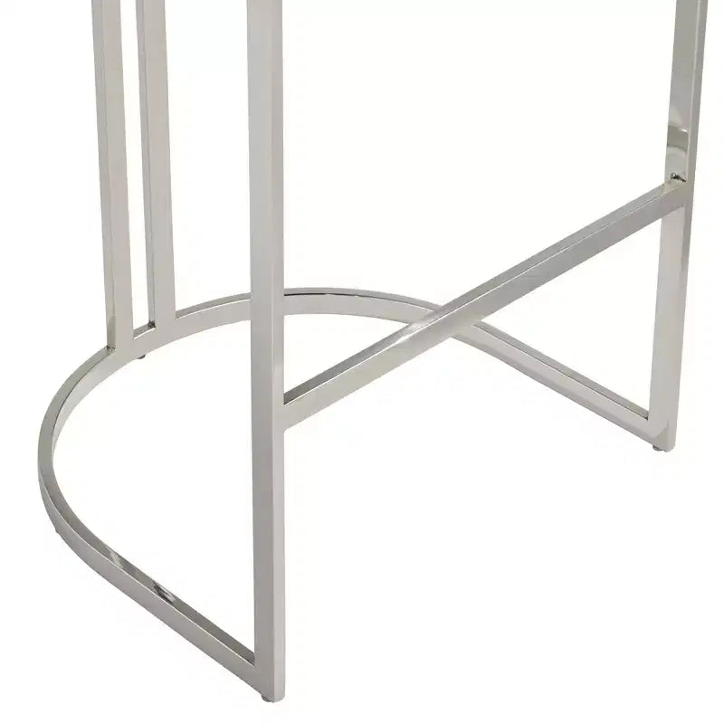Studio 55D Jazmin Sgabello da bar in acciaio inossidabile lucido, argento, 78,7 cm di altezza, cuscino moderno blu con schienale basso e poggiapiedi per bancone da cucina e isola