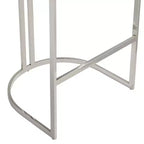 Studio 55D Jazmin Sgabello da bar in acciaio inossidabile lucido, argento, 78,7 cm di altezza, cuscino moderno blu con schienale basso e poggiapiedi per bancone da cucina e isola