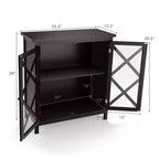 Costway Credenza da Cucina con Ante in Vetro e Ripiano Regolabile Bianco/Marrone
