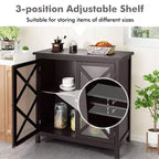 Costway Credenza da Cucina con Ante in Vetro e Ripiano Regolabile Bianco/Marrone