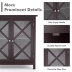 Costway Credenza da Cucina con Ante in Vetro e Ripiano Regolabile Bianco/Marrone