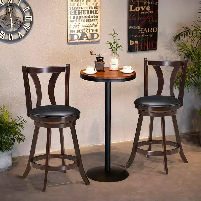 Costway Set di 2 Sgabelli Girevoli da Bar 61 cm Altezza Bancone Sedia da Pranzo Cucina Imbottita in Pelle
