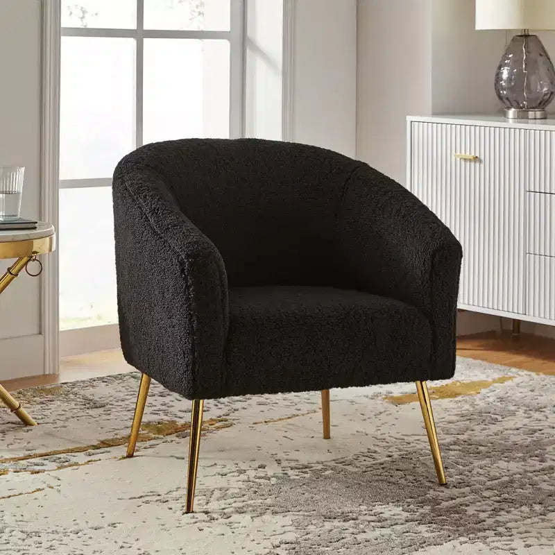 Poltrona singola in legno imbottita in poliestere Vicenza con gambe in metallo per camera da letto e soggiorno | Karat Home