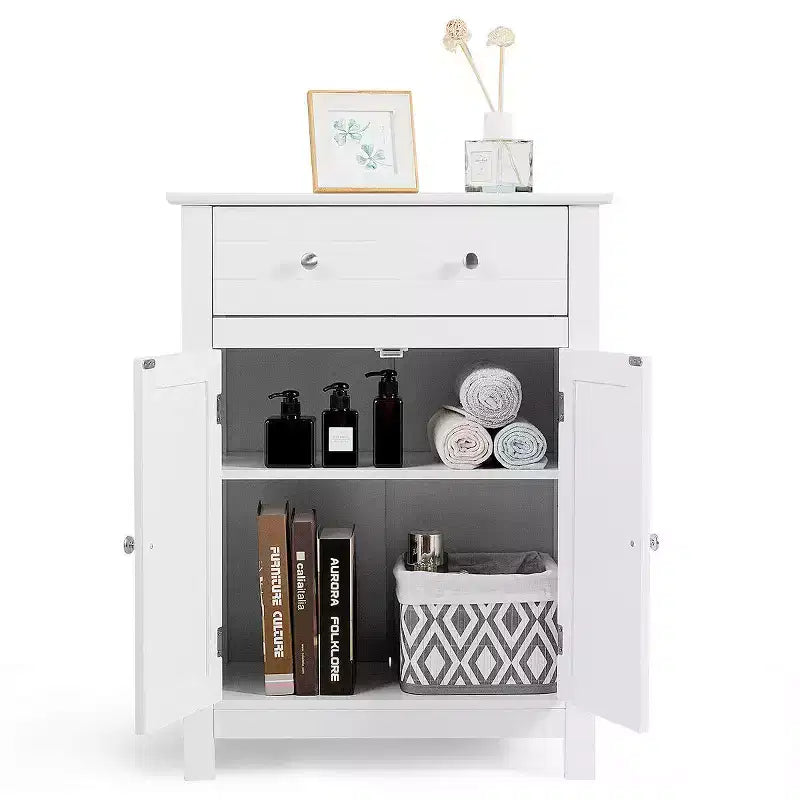 Costway Mobile Bagno con Cassetti e Ripiani Interni Regolabili, Bianco