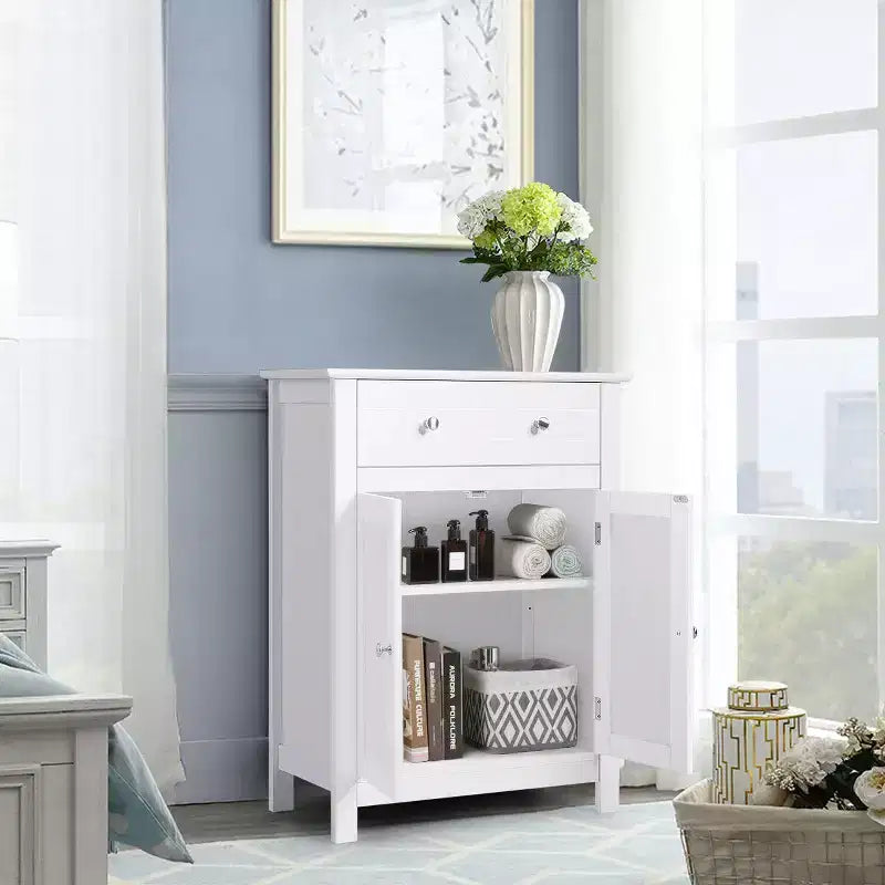 Costway Mobile Bagno con Cassetti e Ripiani Interni Regolabili, Bianco