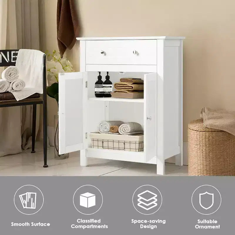 Costway Mobile Bagno con Cassetti e Ripiani Interni Regolabili, Bianco