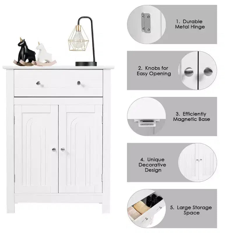 Costway Mobile Bagno con Cassetti e Ripiani Interni Regolabili, Bianco