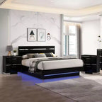 Letto Cavatao 3 pz con 2 comodini Nero/Cromo - miBasics