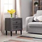Comodino Costway con 2 cassetti, multifunzionale, in stile retrò, grigio, completamente assemblato