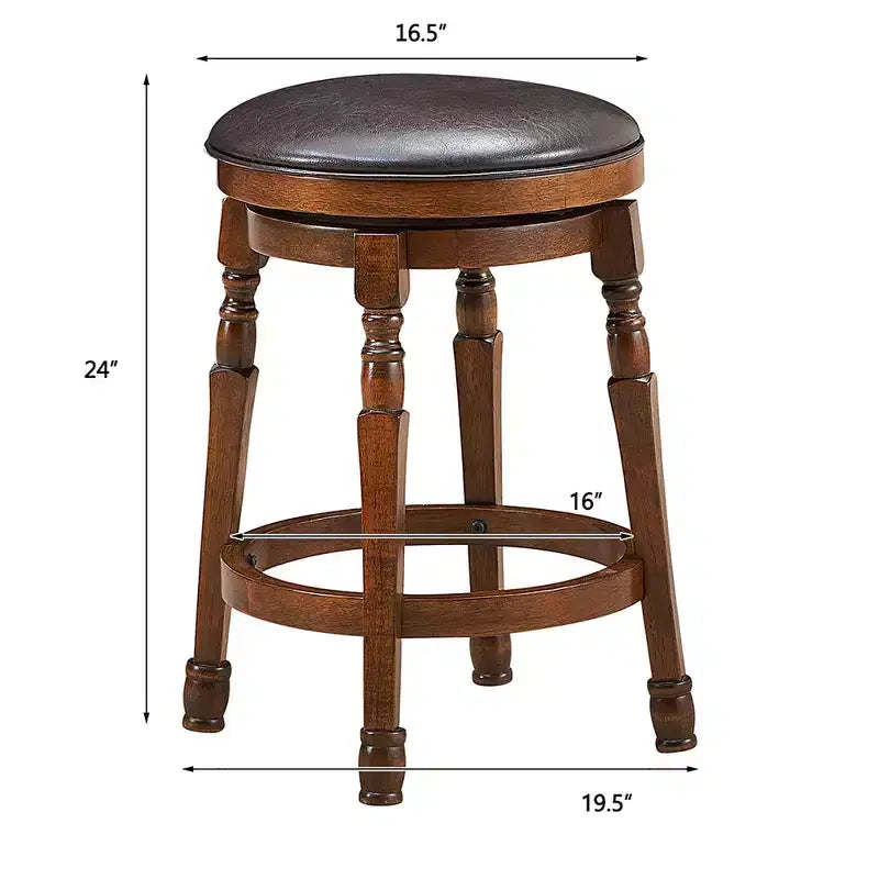 Costway Set di 4 Sgabelli Girevoli da Bar 24'' con Sedile Imbottito in Pelle per Cucina Sala da Pranzo Pub Senza Schienale