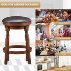 Costway Set di 4 Sgabelli Girevoli da Bar 24'' con Sedile Imbottito in Pelle per Cucina Sala da Pranzo Pub Senza Schienale