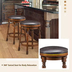 Costway Set di 4 Sgabelli Girevoli da Bar 24'' con Sedile Imbottito in Pelle per Cucina Sala da Pranzo Pub Senza Schienale